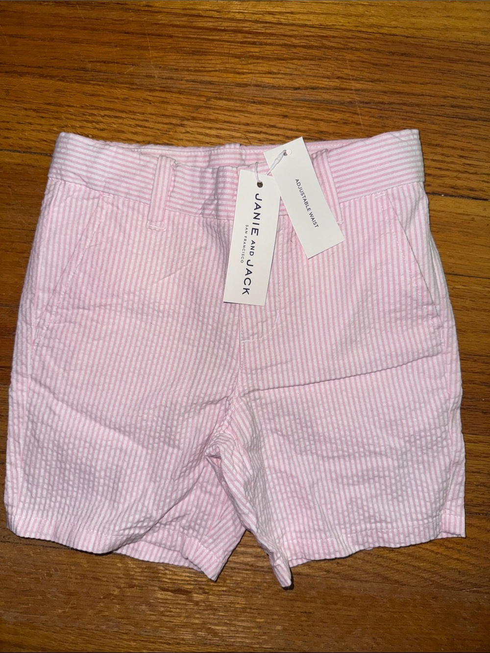 Janie and Jack Pink and White Striped Seersucker Shorts